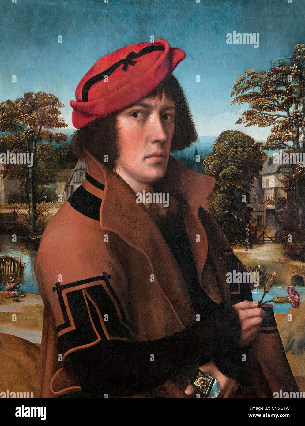 Mann mit zwei Nelken Niederlande Süd? ersten Hälfte des sechzehnten Jahrhunderts Italien 17. Jahrhundert Stockfoto