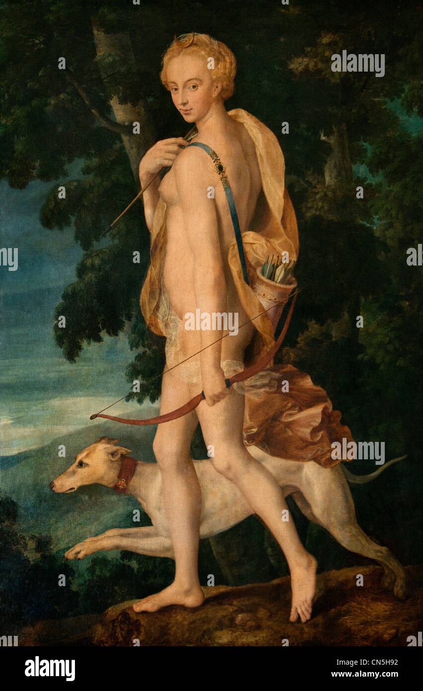 DIANA (Chasseresse) die huntress16 Cent französischen Diane de Poitiers 1499-1566 Herrin von Henry II von Frankreich FONTAINEBLEAU Schule Stockfoto