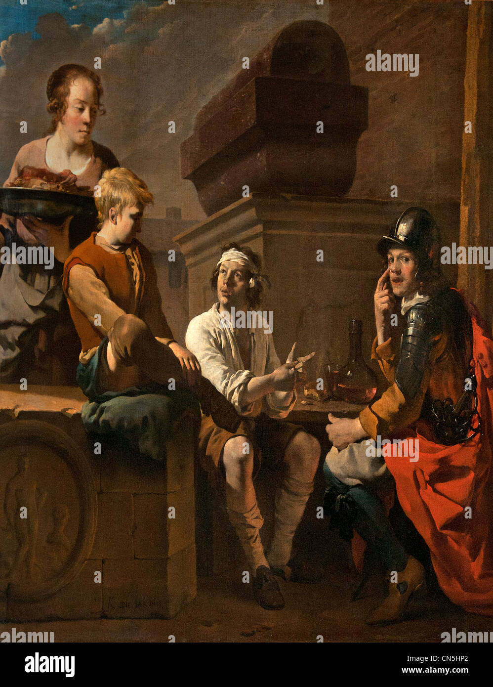 Karel Dujardin 1621-1678 die Spieler der niederländischen morra1660 Niederlande Stockfoto