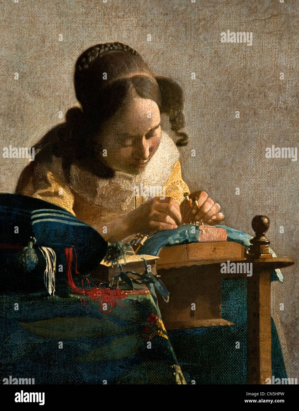 Die Spitzenklöpplerin 1669-70 Johannes Vermeer oder Jan Vermeer 1632-1675 Niederlande Niederlande Stockfoto