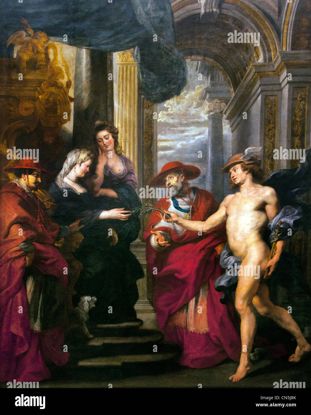Der Handel von Angouleme - Le Traite d'Angoulême Die Marie de Medici Zyklus 1622-1624 Peter Paul Rubens Königin Marie de' Medici, der Witwe von König Heinrich IV. von Frankreich, Stockfoto