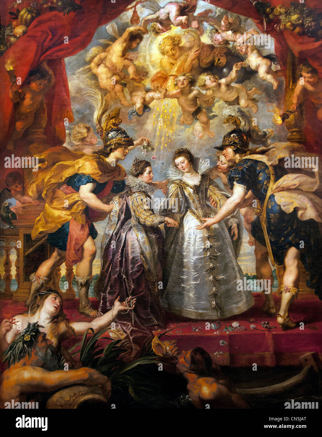 Austausch von Fürstinnen in Frankreich und Spanien - die Marie de Medici Zyklus 1622-1624 der Witwe von König Heinrich IV. von Frankreich, Peter Paul Rubens, Belgien. Stockfoto