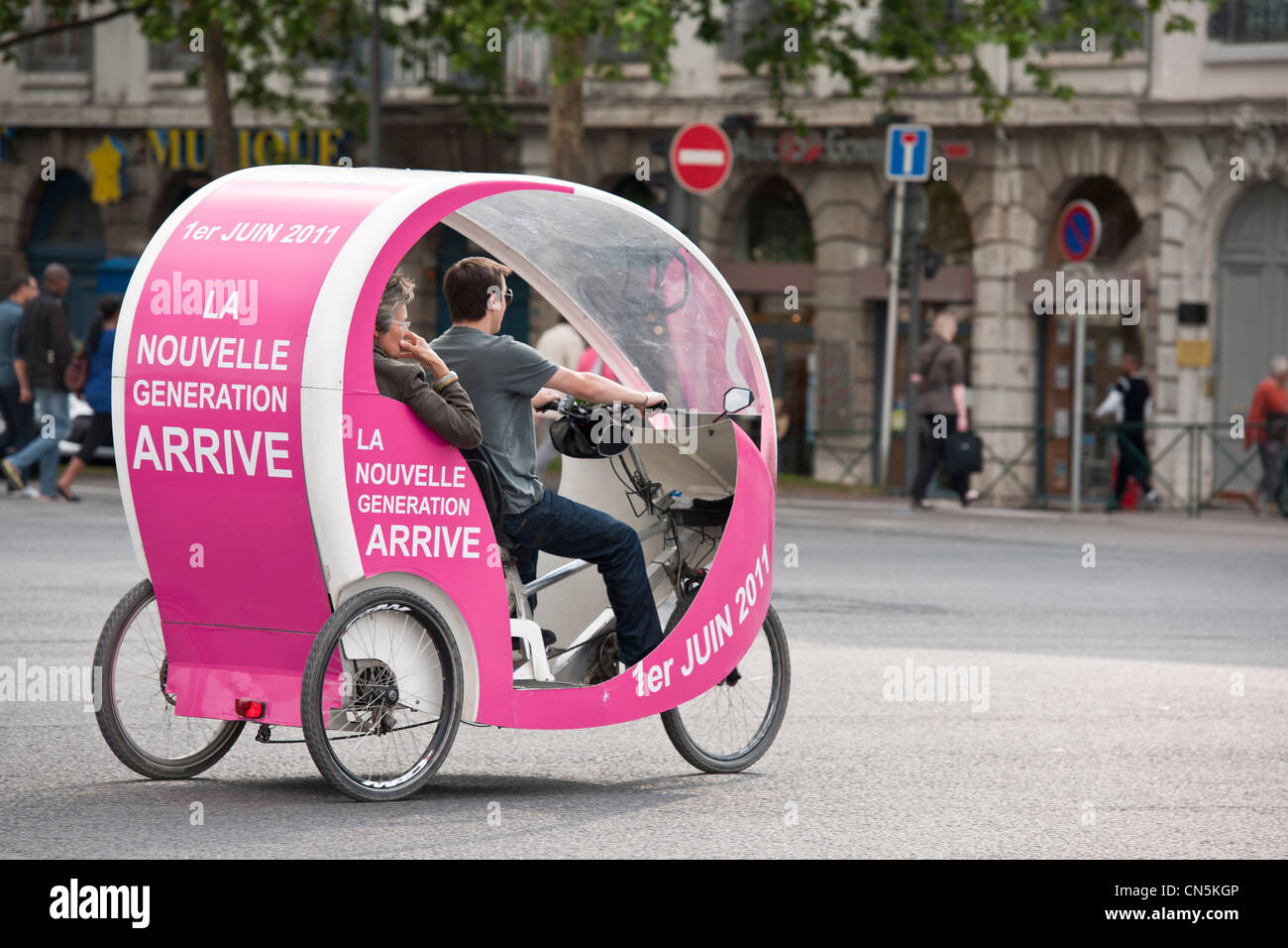 Cyclopolitain, Elektro-Fahrrad Taxi Taxi zum Preis des Busses, Lyon, Rhone, Frankreich Stockfoto