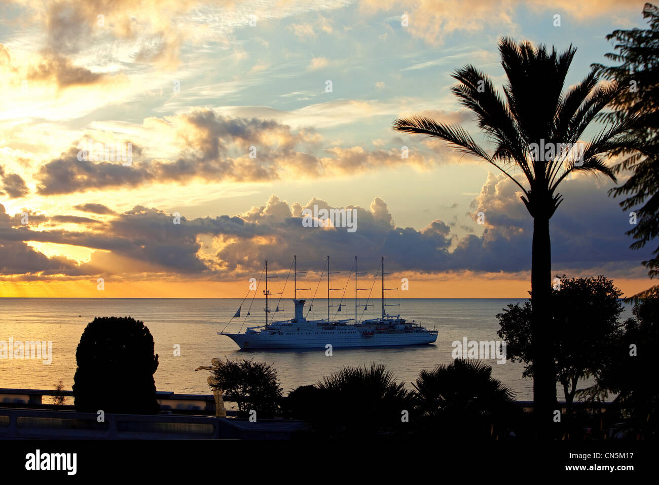 Fürstentum von Monaco, Monaco, Kreuzfahrtschiff Club Med Stockfoto