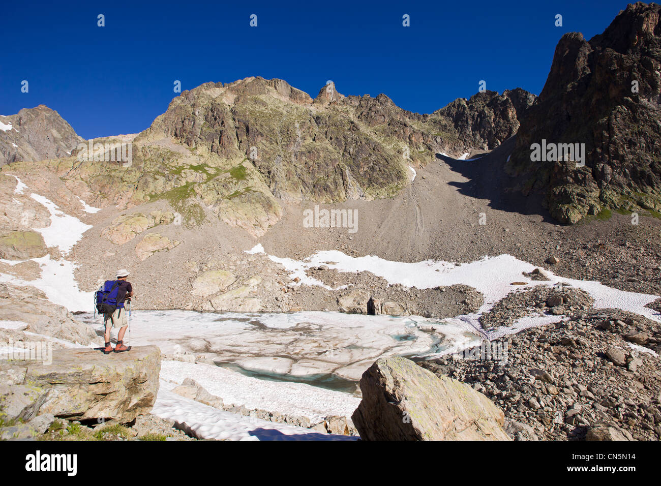 Frankreich, Haute Savoie Chamonix Mont Blanc, Lac De La Tete Platte in die Reserve Naturelle Nationale des Aiguilles Rouges Stockfoto