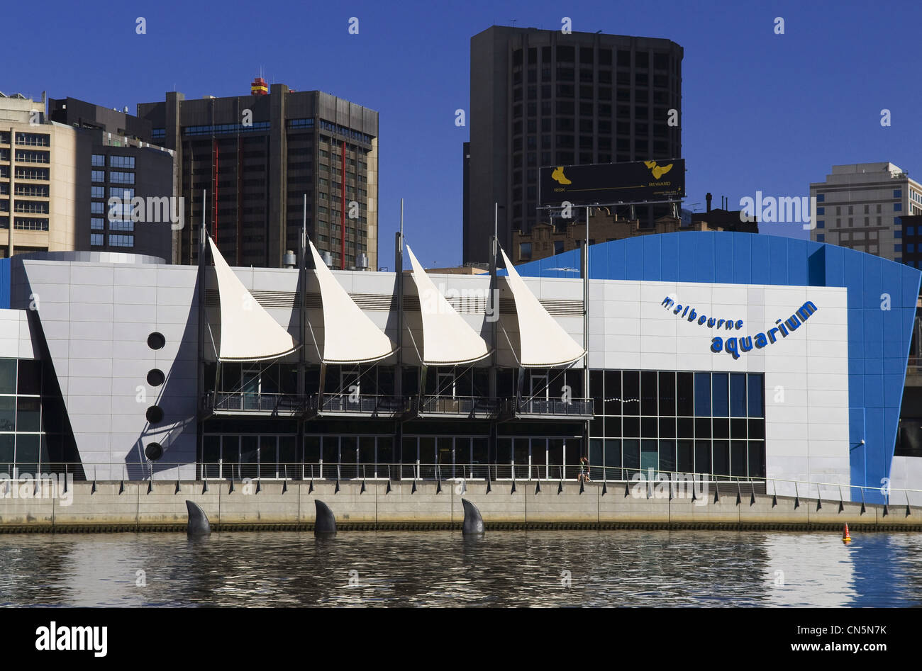 Aquarium am Yarra River gesehen von Southbank, Melbourne, Australien, Vicoria dock-Seite Stockfoto