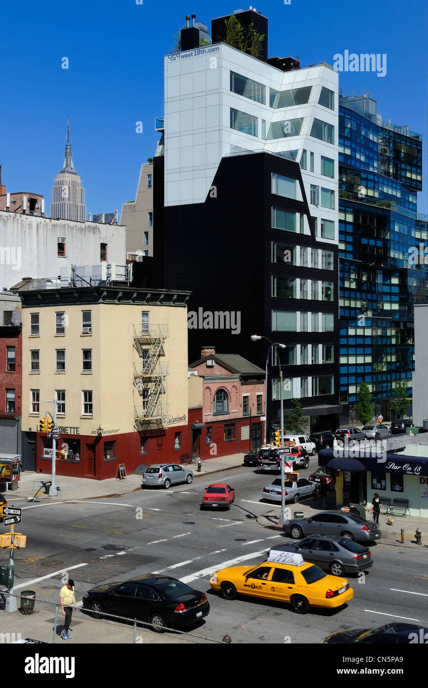 Vereinigte Staaten, New York City, Manhattan, Meatpacking District (Gansevoort Market), 459 West Gebäude aus dem 18. in West Chelsea von Stockfoto