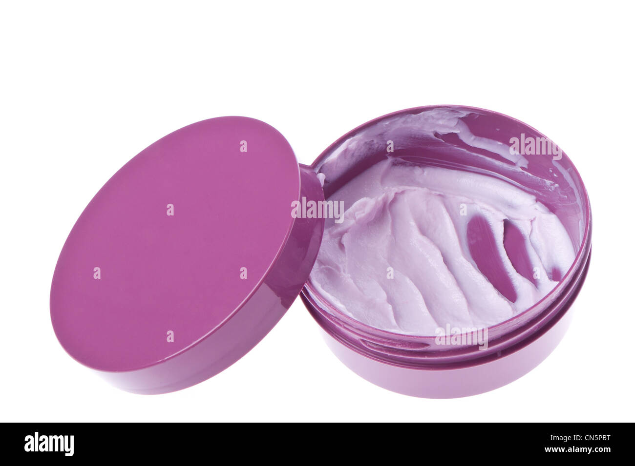 kosmetische Creme im Container isoliert auf weißem Hintergrund Stockfoto