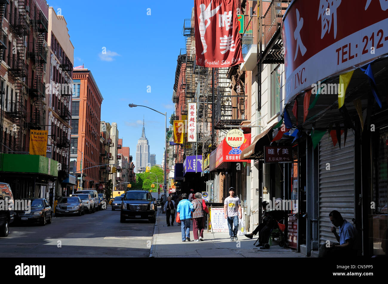 Vereinigte Staaten, New York City, Manhattan, Chinatown, Mott Street Läden Stockfoto