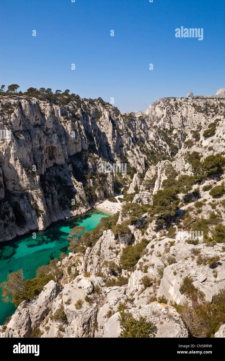Frankreich, Marseille, Bouches du Rhone Creek (Calanque) d ' en Vau Stockfoto