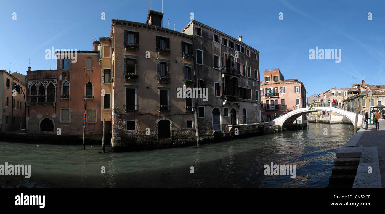 Europa-Italien-Veneto-Venedig-Venezia-Kanalbrücke Stockfoto