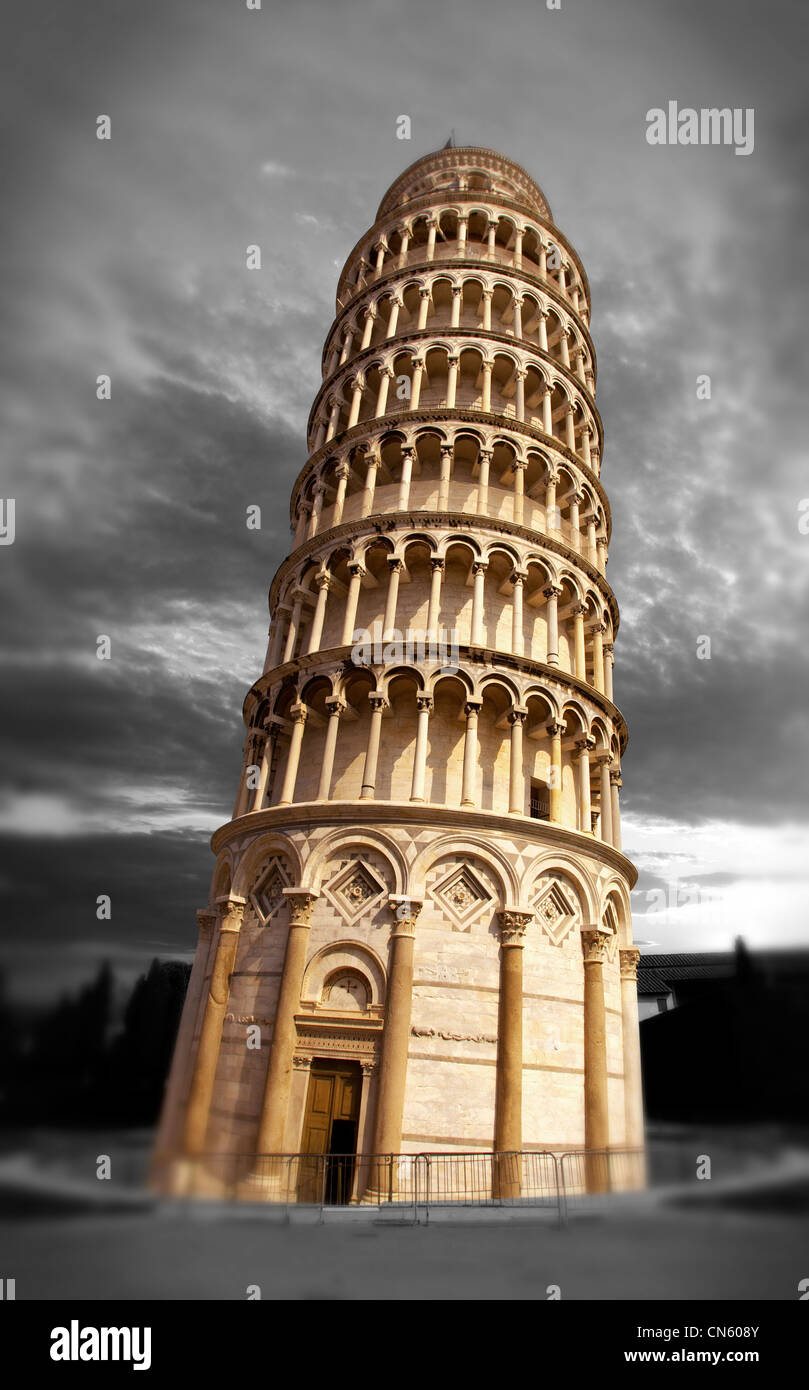 Schiefer Turm von Pisa - ein UNESCO-Weltkulturerbe, Piazza del Miracoli, Pisa, Italien Stockfoto