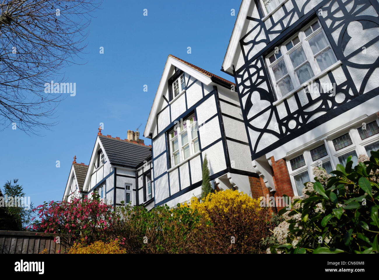 Mock Tudor Häuser in Muswell Hill Road, Muswell Hill, London, UK Stockfoto