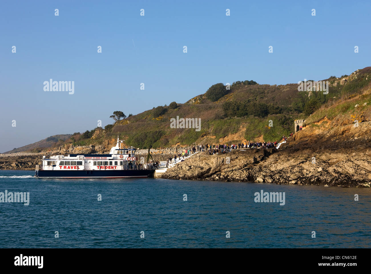 Vereinigtes Königreich, Kanalinseln, Herm Island, Fähranleger Stockfoto