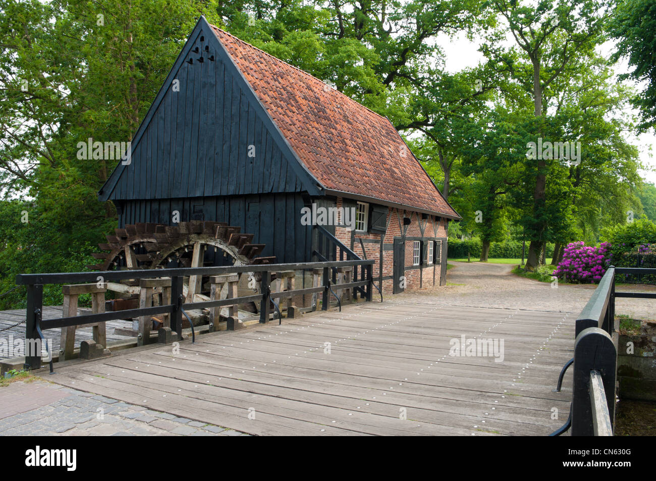 Wassermühle in Lage, Deutschland. Baujahr ursprünglich, dass 1677 und gebrauchte 1957 bis der letzte Müller starb Stockfoto