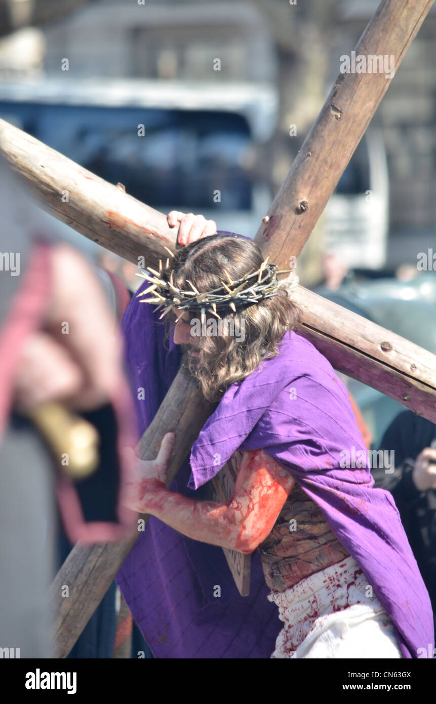 Das Leiden Jesu - Karfreitag, Ostern, Trafalgar Square, London 2012 Stockfoto