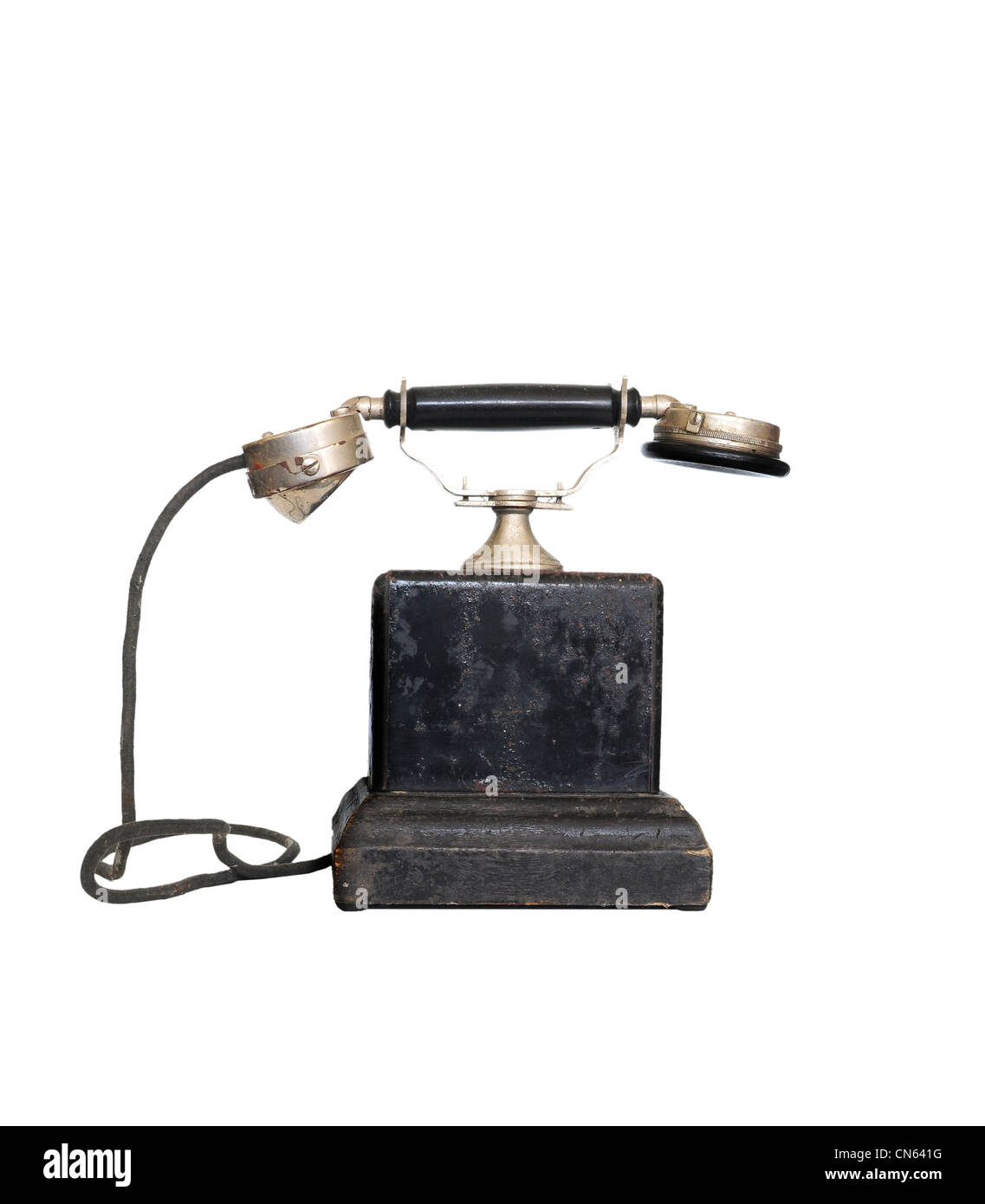 Vintage Telefon isoliert auf weißem Hintergrund Stockfoto