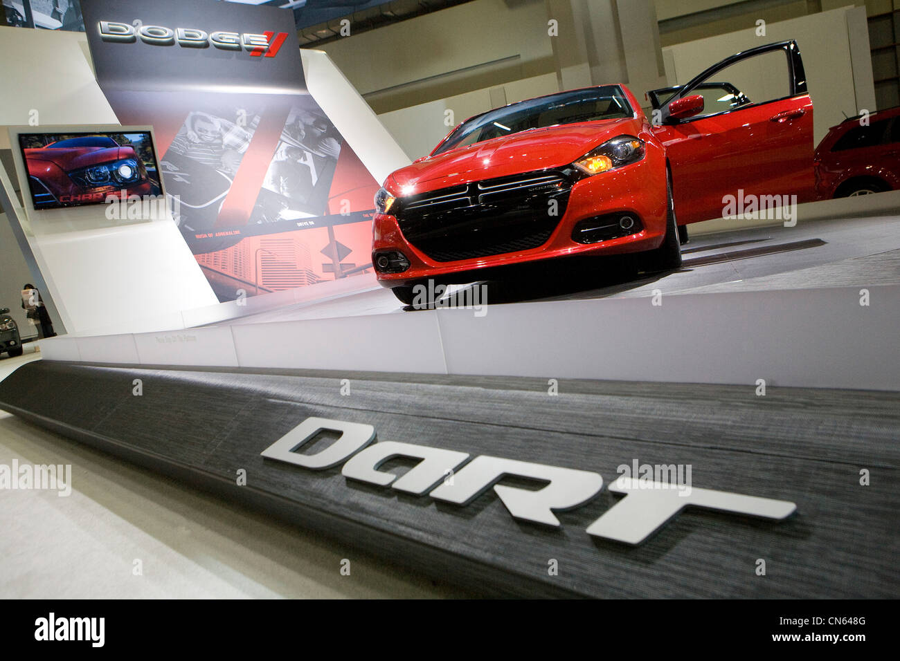 Ein Dodge Dart auf dem Display an der Washington Auto Show 2012. Stockfoto