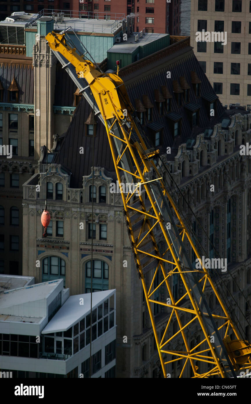 Luftaufnahme Kran World Trade Center Baustelle, Manhattan, New York City Stockfoto