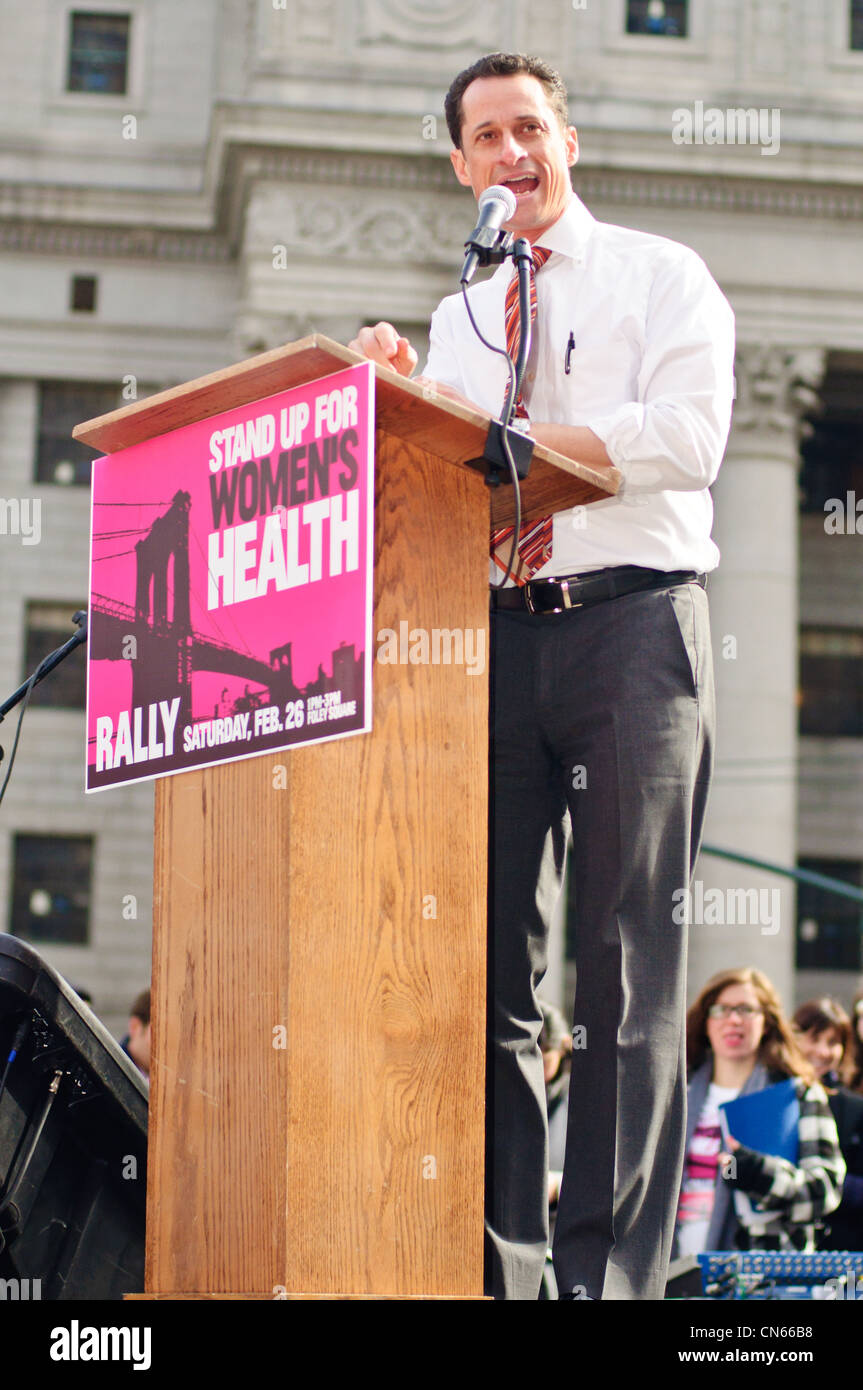 Anthony Weiner anlässlich der Rallye für Frauengesundheit bei Foley Square in Manhattan. 26. Februar 2011 Stockfoto