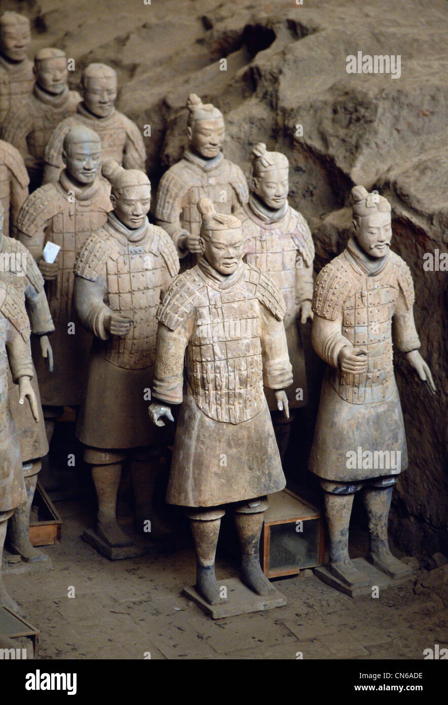 Terrakotta Armee Krieger am Grab des Kaisers Qin Shi Huangdi im Lingtong in Xian, China Stockfoto