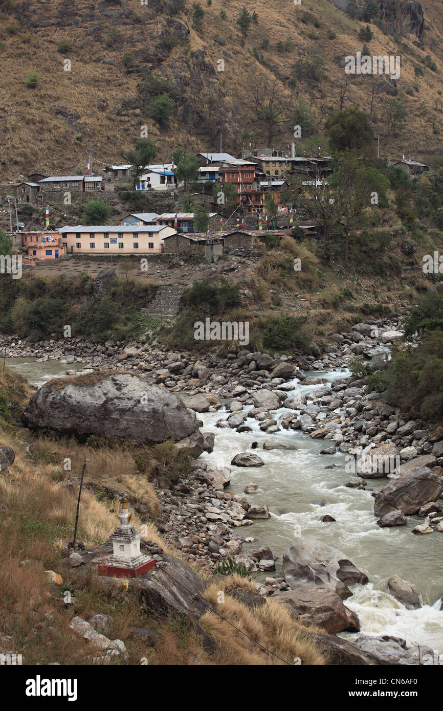 Nepali Himalaya Dorf Shyabrubesi Shyabru besi Stockfoto