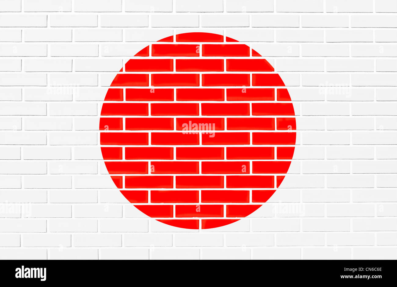 Flagge von Japan auf Mauer gemalt. Stockfoto