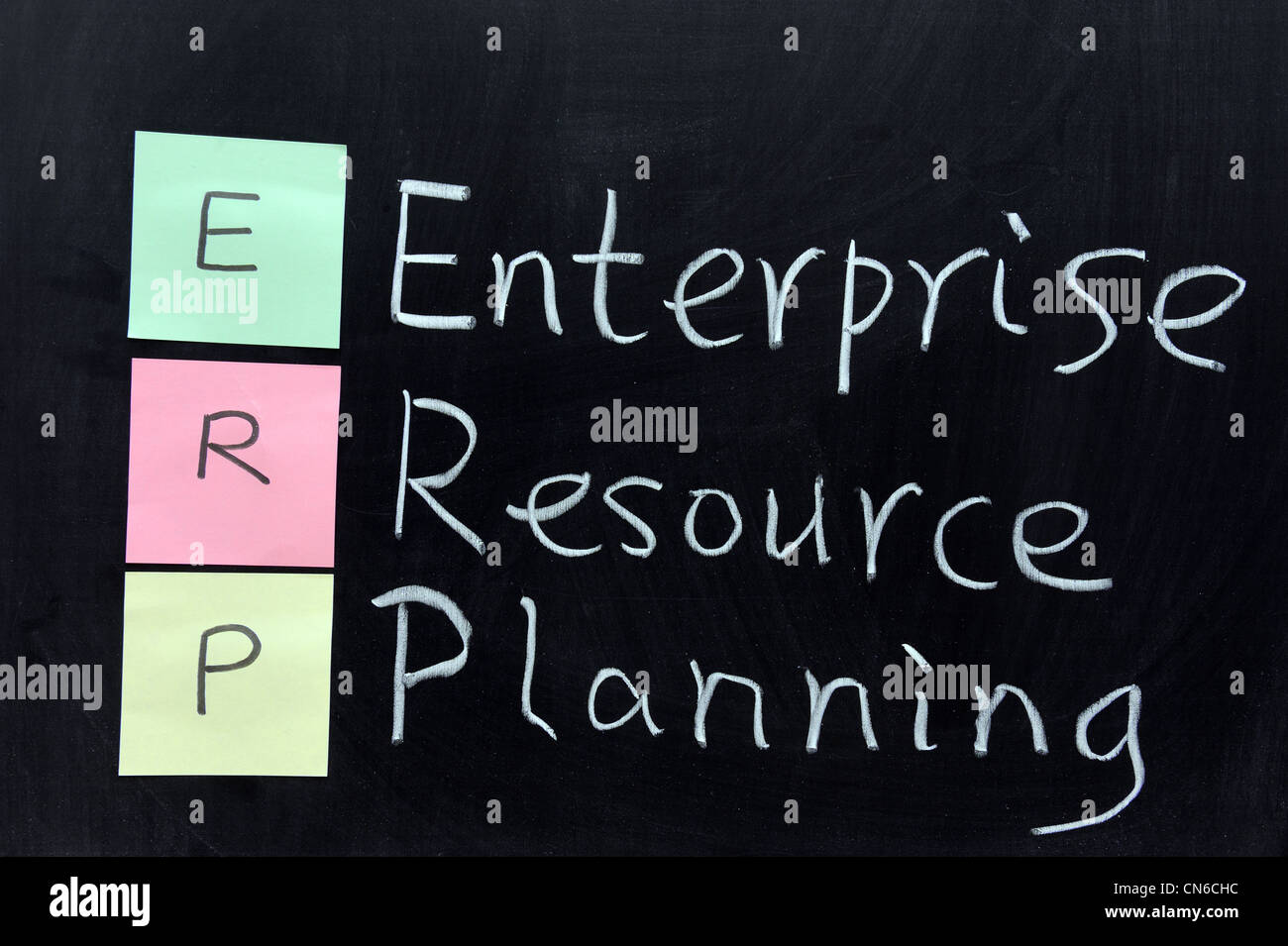 Kreide-Zeichnung - ERP, Enterprise Resource Planning Stockfoto
