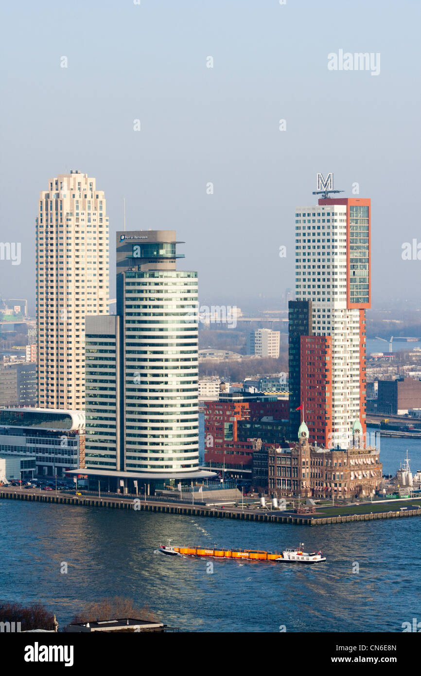 Skyline von Rotterdam im winter Stockfoto