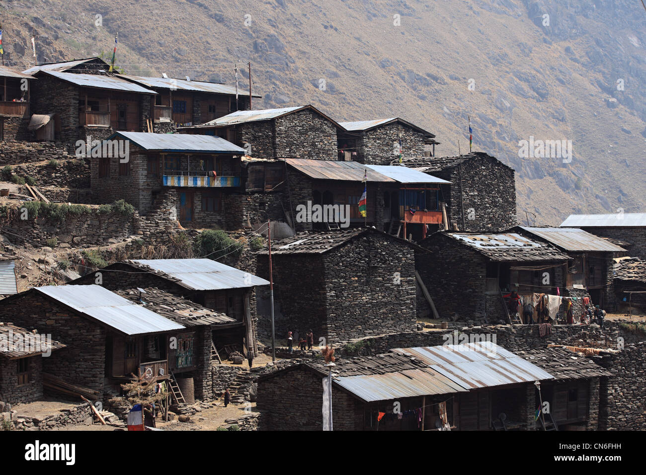 Nepali Himalaya Dorf Stockfoto