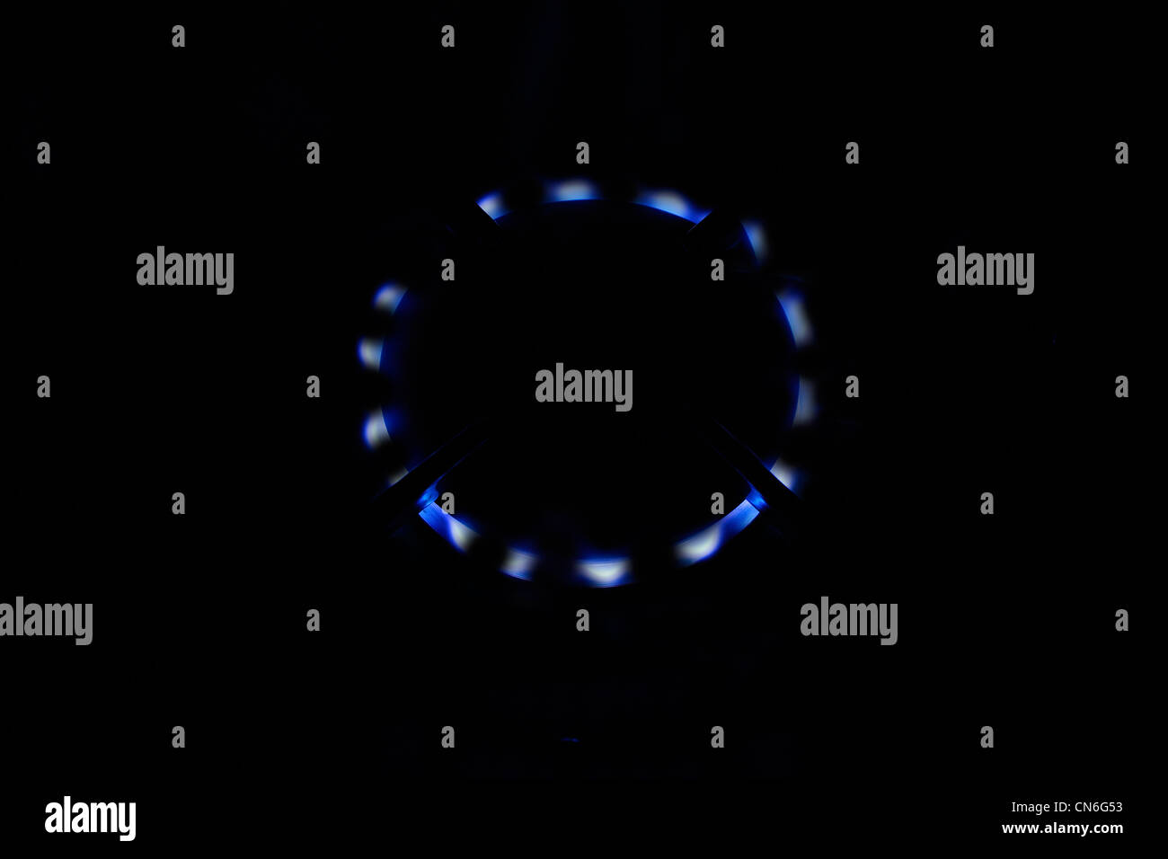 Gasflamme am Herd Kochfeld, England, Vereinigtes Königreich Stockfoto