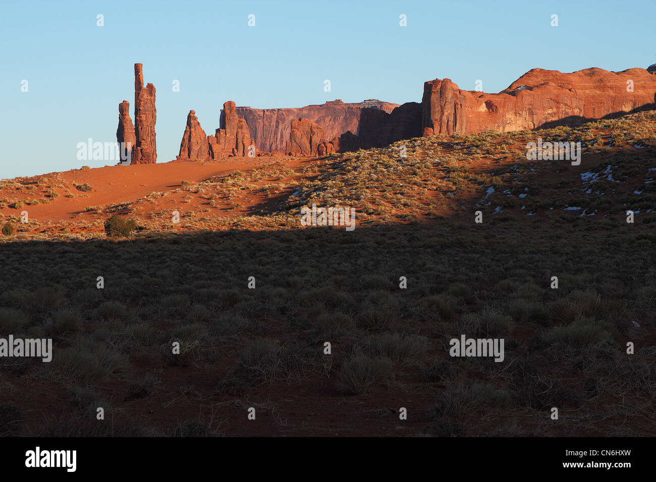 Schöne rote Navajo Sandstein Buttes des Monument Valley Stockfoto