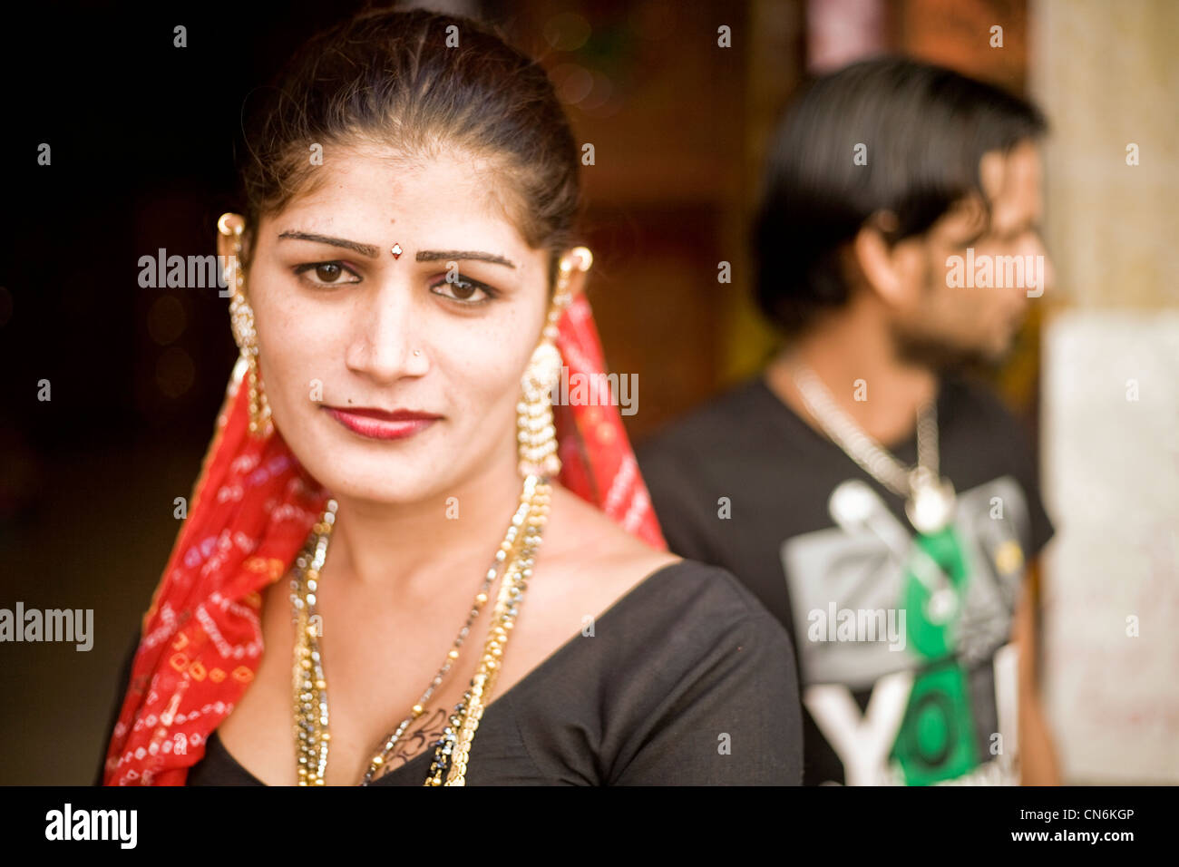 Indischer Hijra (weder männlich oder weiblich) Porträt von Pushkar Stockfoto