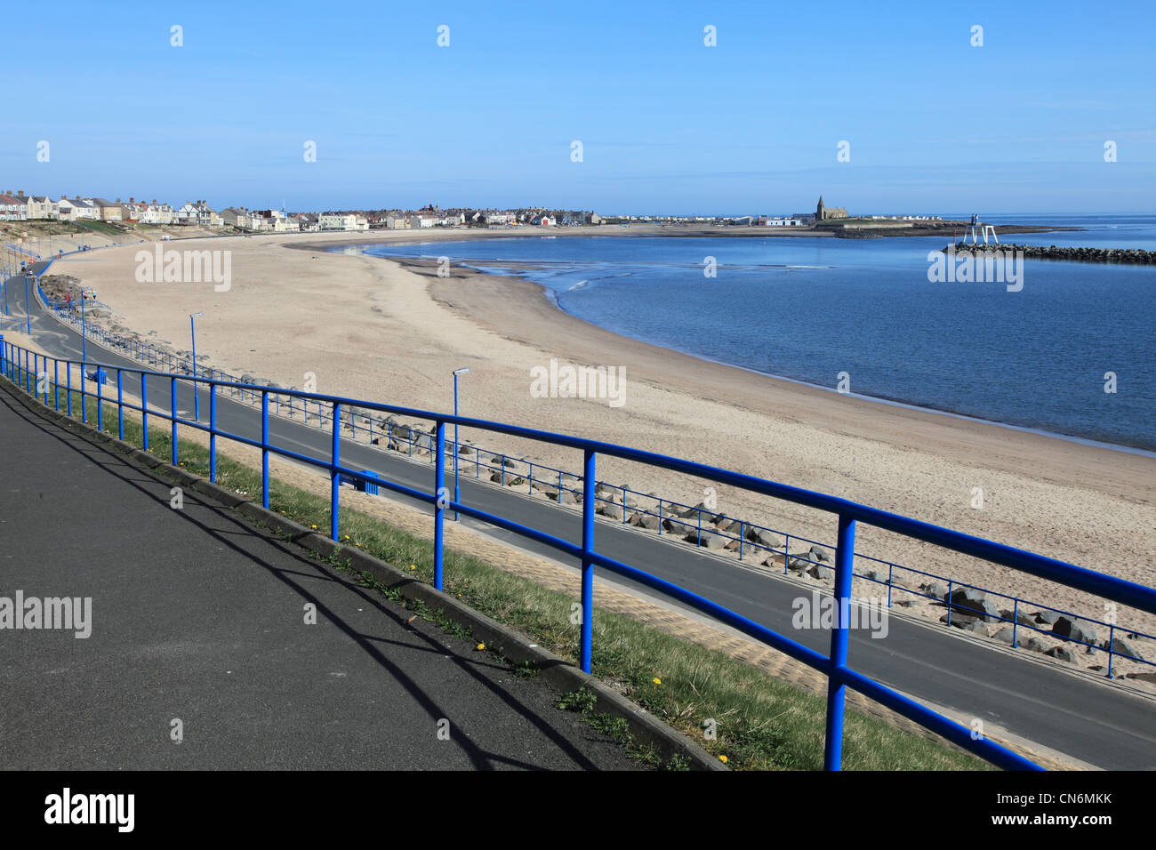Nordsee Küste und Meer in Newbiggin am Meer, North East England, Großbritannien Stockfoto
