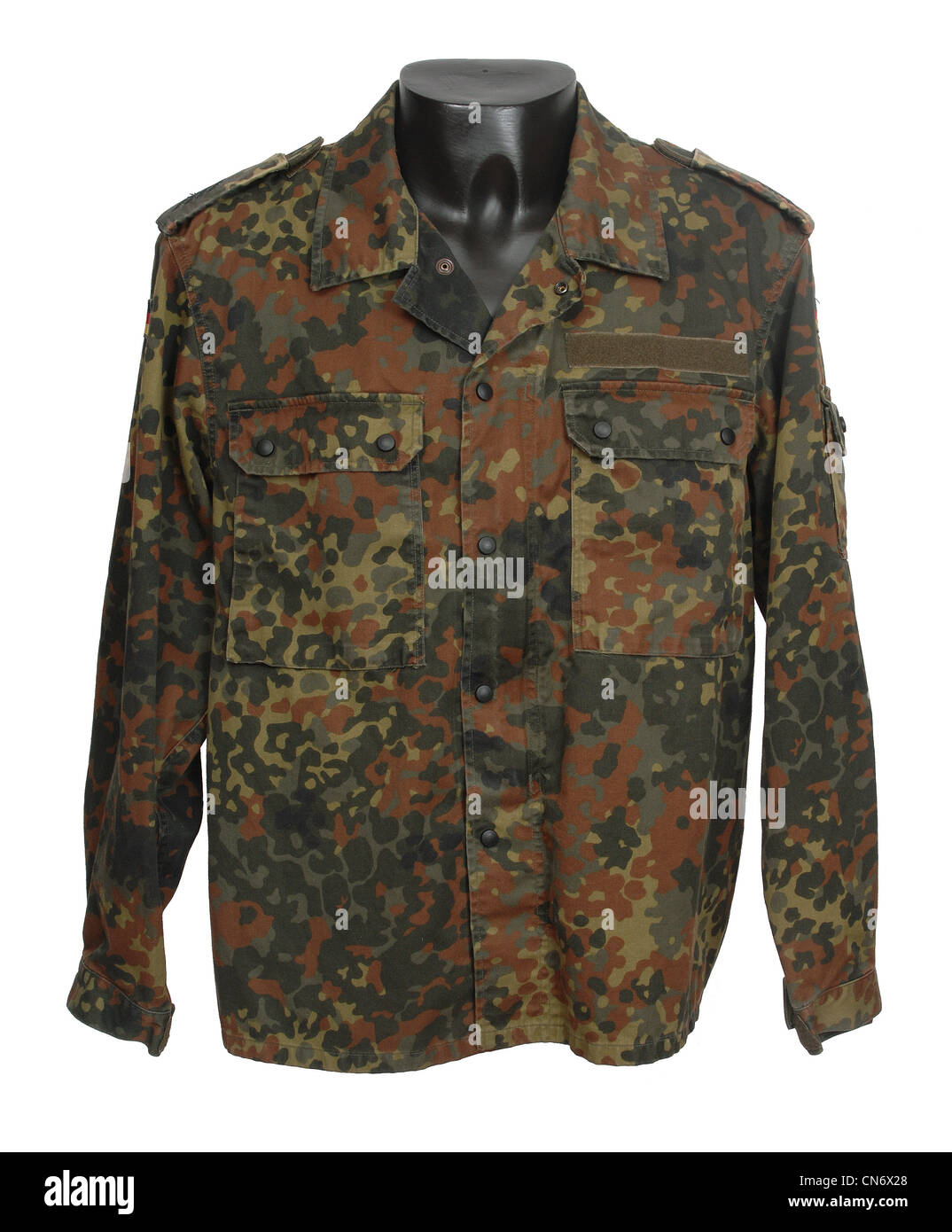 Tarnkleidung wie durch militärische Kräfte verwendet. Deutsche Flecktarn camouflage Stockfoto