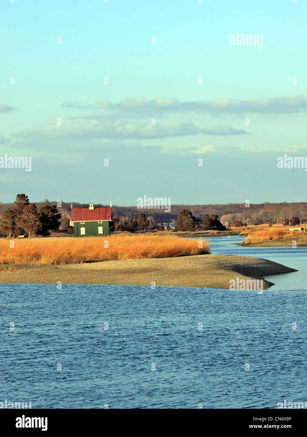 Die historischen Gamecock Cottage Stony Brook Hafen Long Island NY Stockfoto