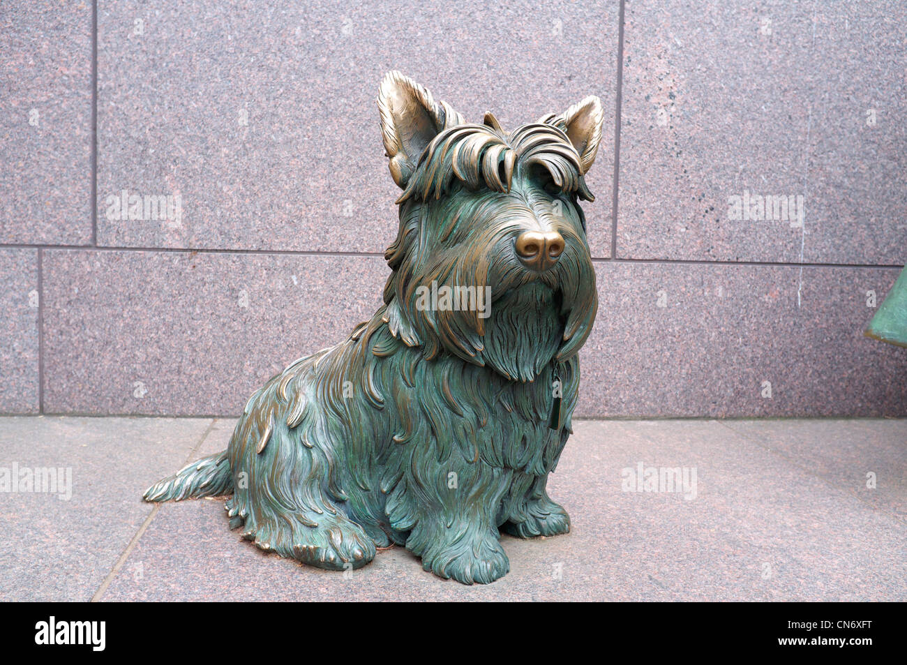 Hund-Statue am FDR Memorial in Washington DC USA Stockfoto
