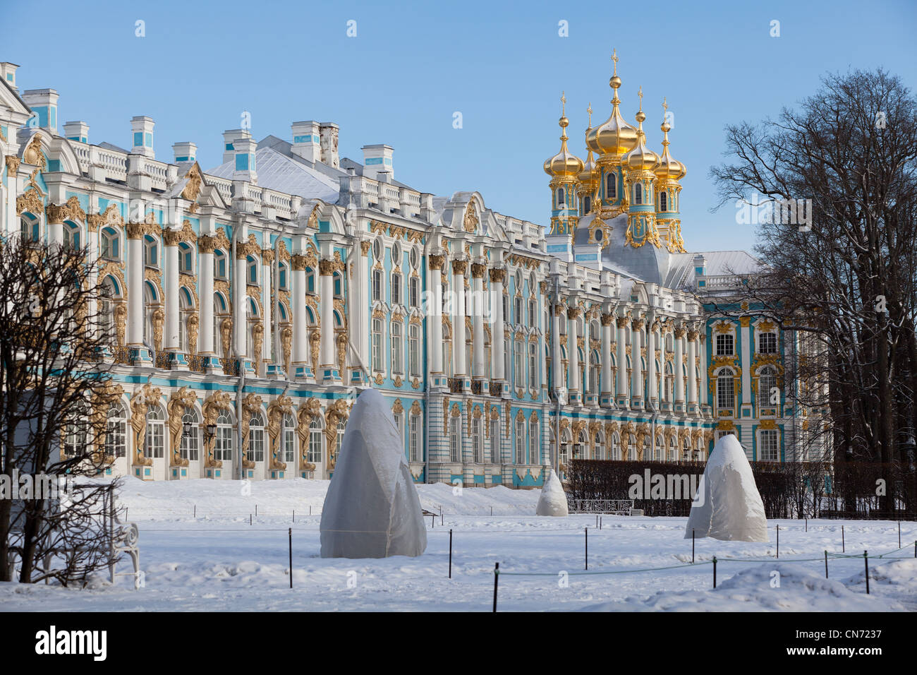 Der Katharinenpalast im Winter TSARSKOE SELO, PUSCHKIN, Sankt-Petersburg Stockfoto