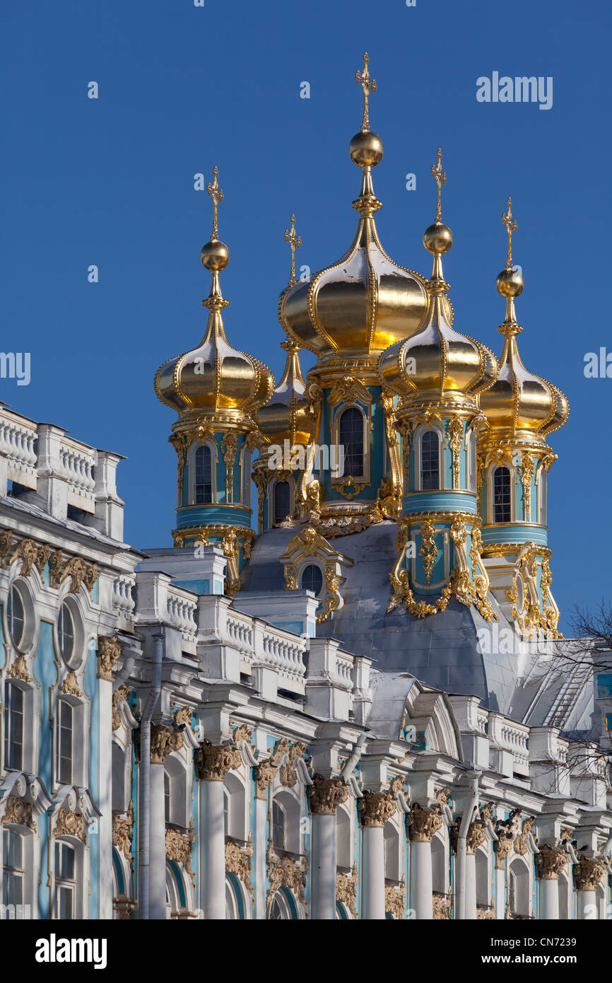 Zwiebelturm der Palast Kapelle Zarskoje SELO, PUSCHKIN, Sankt-Petersburg Stockfoto