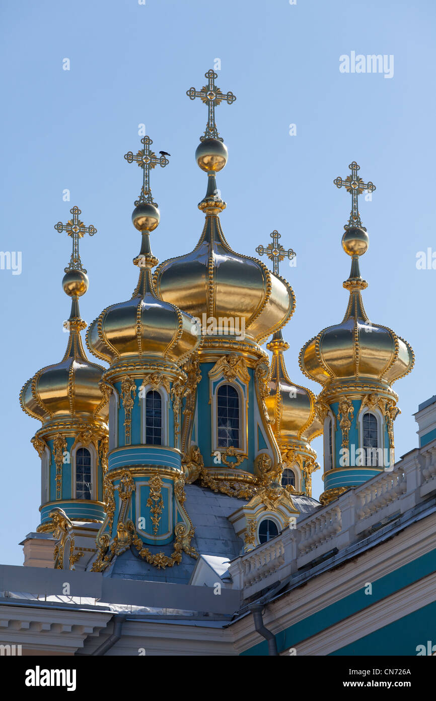 Zwiebelturm der Palast Kapelle Zarskoje SELO, PUSCHKIN, Sankt-Petersburg Stockfoto
