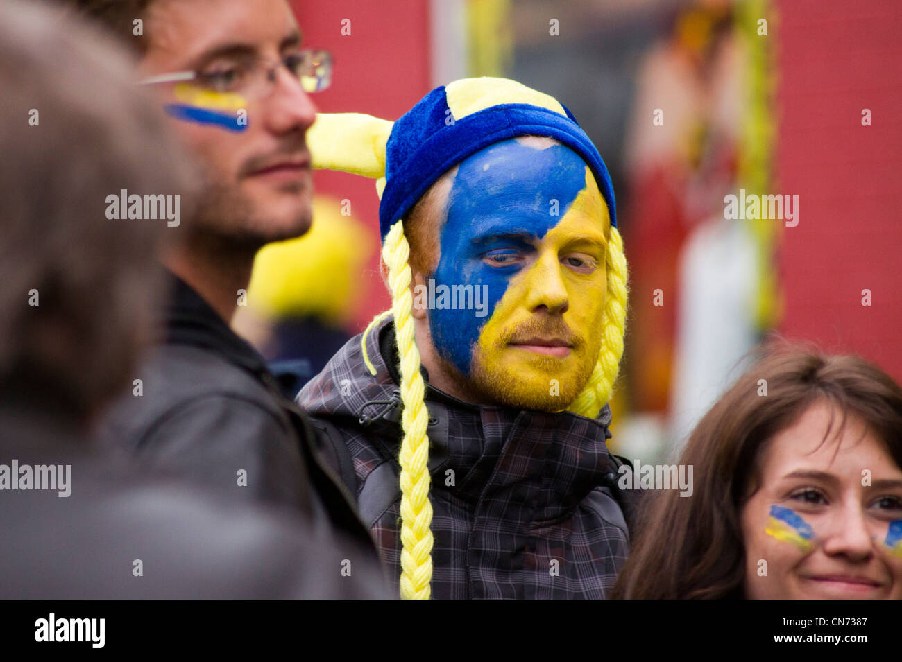 Rugby-Fans in Vicarage road Stockfoto