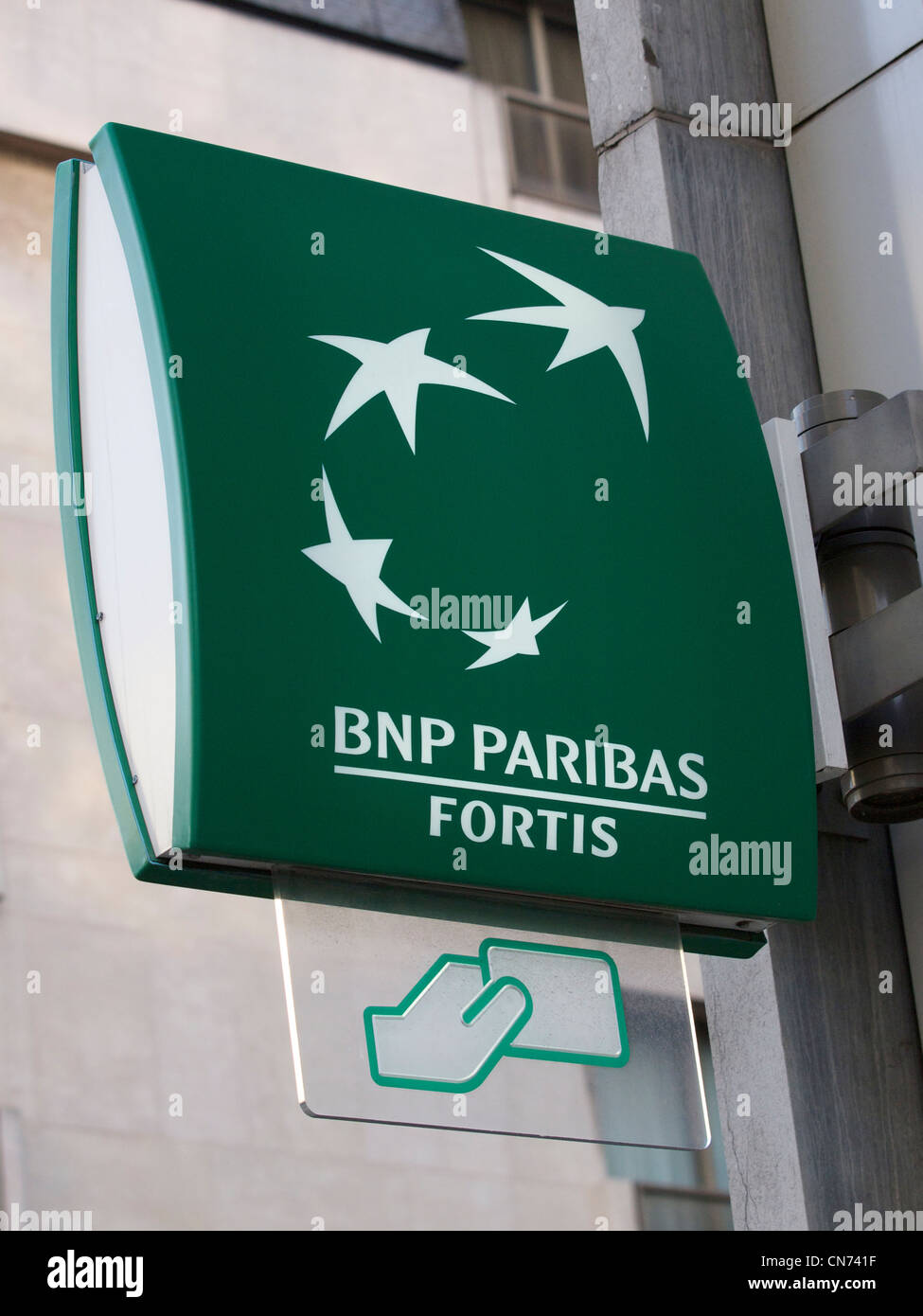 BNP Paribas Fortis Zeichen in Brüssel, Belgien Stockfoto