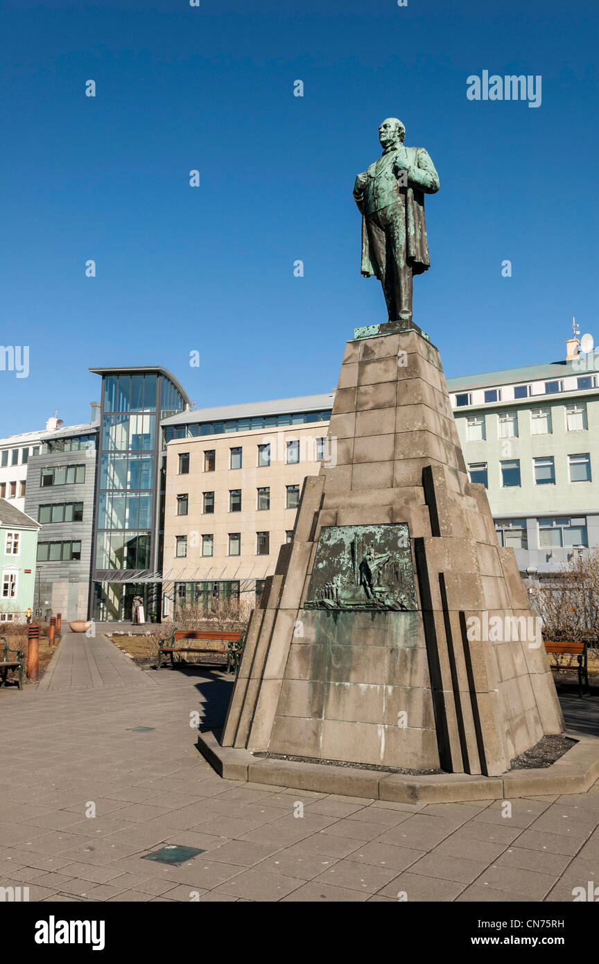 Statue von Jon Siguardsson, Reykjavik, Island Stockfoto