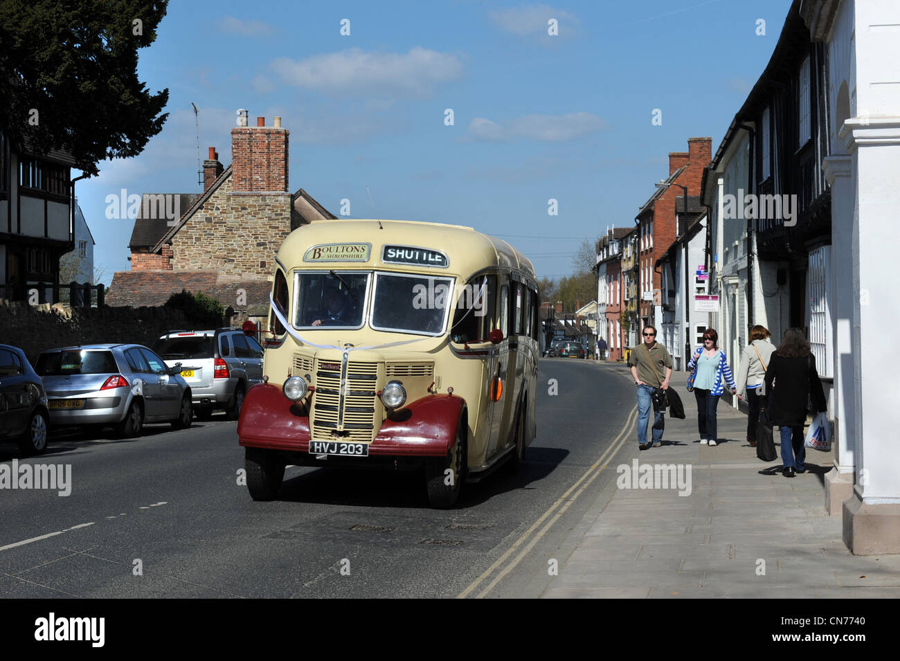 Alten Bedford Bus in Ludow Shropshire Uk Stockfoto