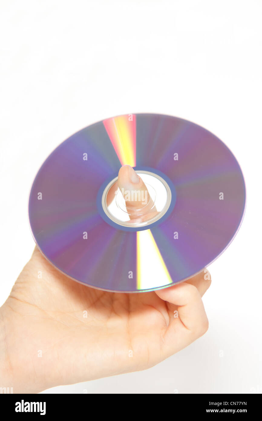 Computer CD in der hand Stockfoto