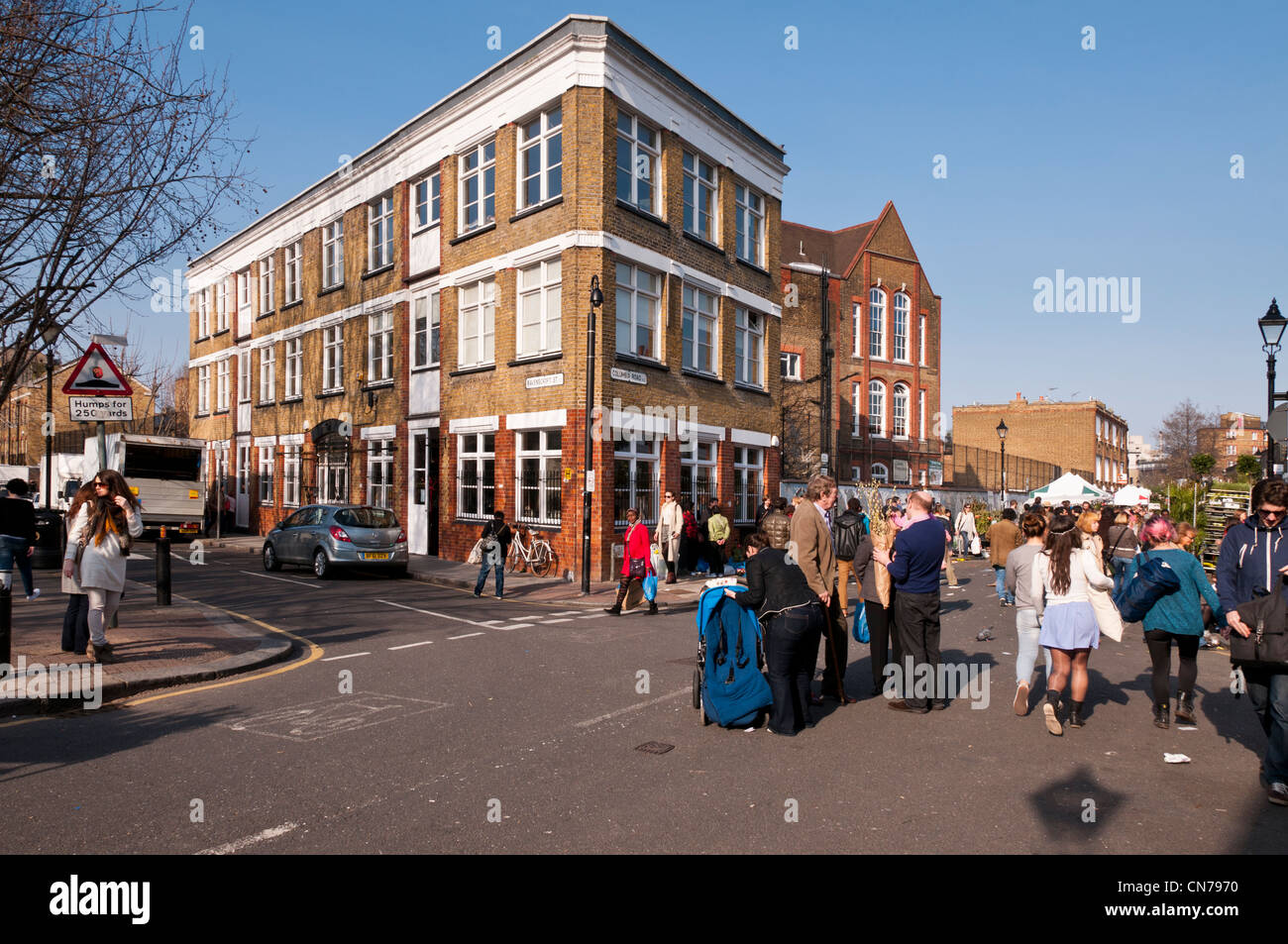 Ravenscroft Street und Columbia Road im Osten von London Stockfoto