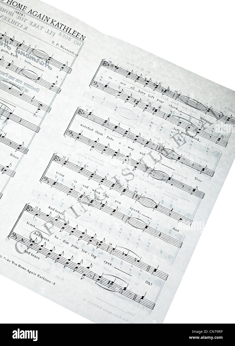 Sheet Music überdruckt mit Kopieren ist Illegal Stockfoto