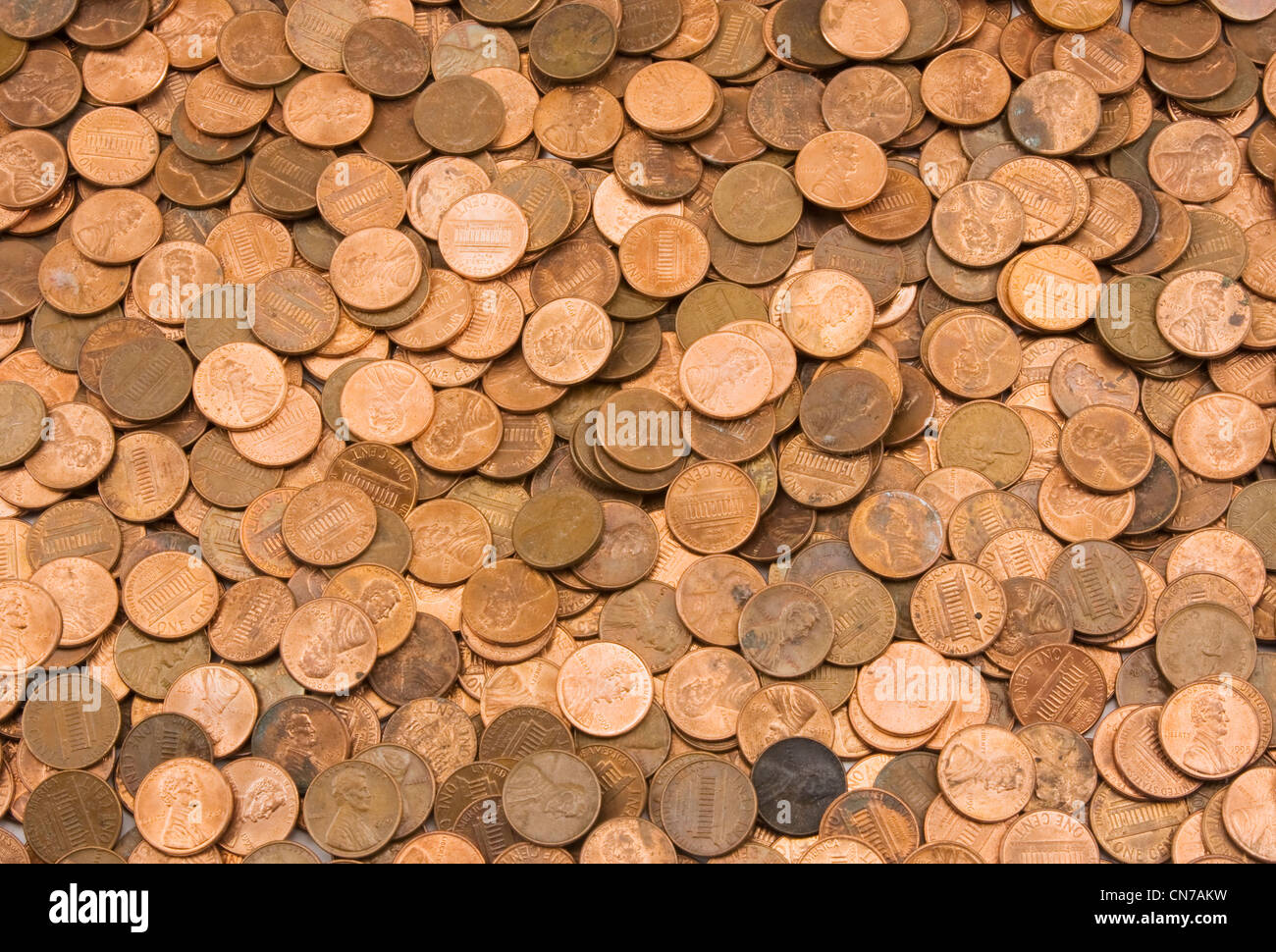 Hintergrund der Pfennige. Stockfoto