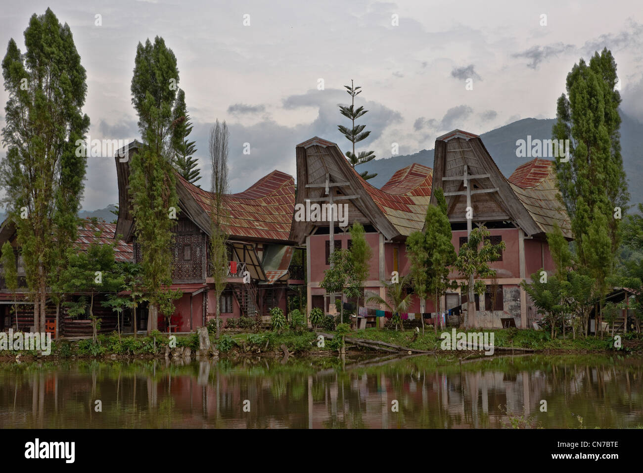 Traditionelle Häuser in Tana Toraja. Rantepao, Sulawesi, Indonesien, Pazifik, Süd-Asien. Stockfoto