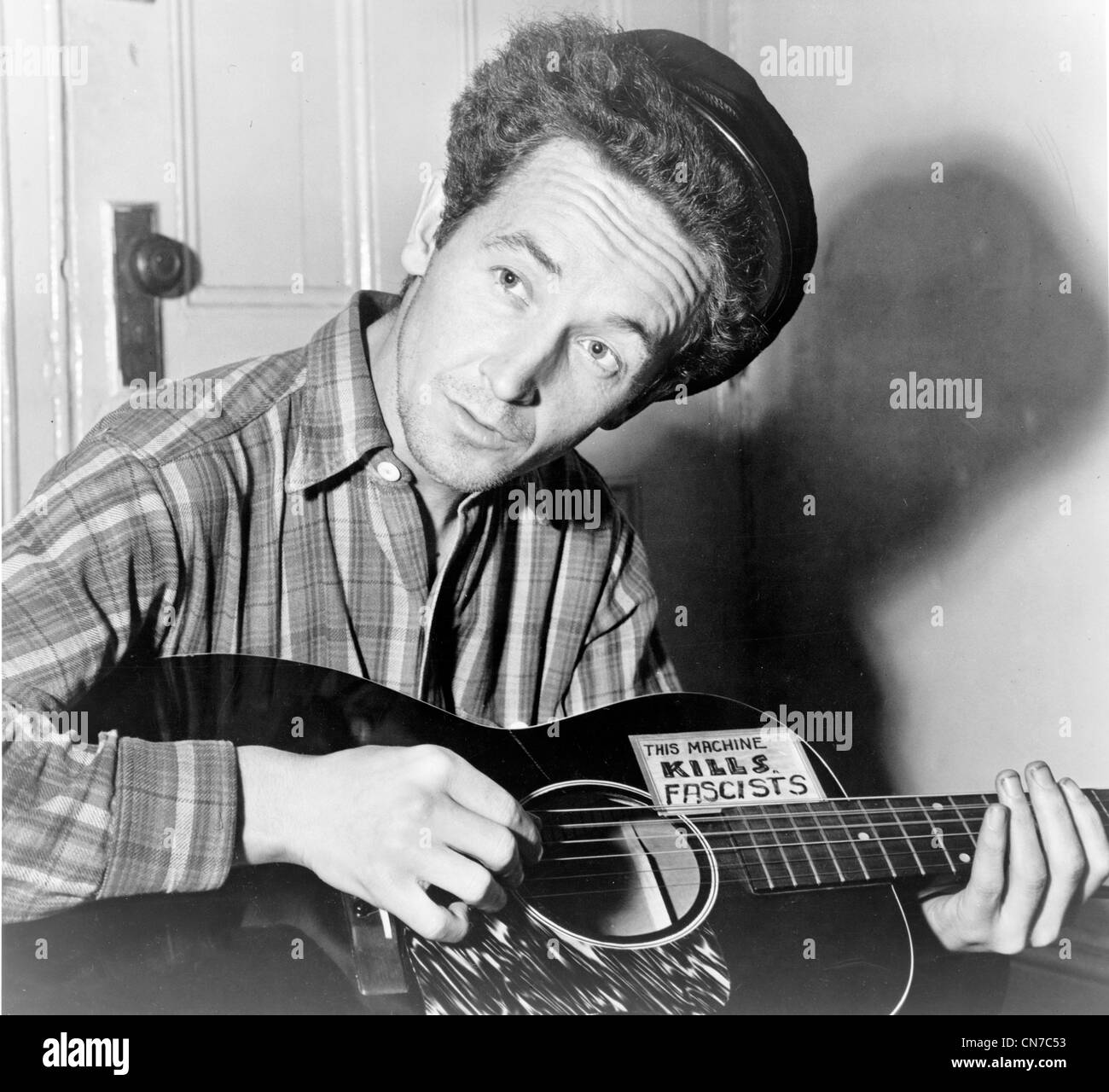 Woody Guthrie, Woodrow Wilson "Woody" Guthrie amerikanischer Sänger. Stockfoto